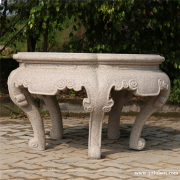 定制GRC庭院园林景观石桌石椅子圆形五角桌