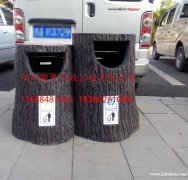 供应四川成都彭州地区混凝土仿树皮垃圾桶