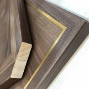 航美实木包覆橡胶木造型线条门板规格可定制橱衣柜专用